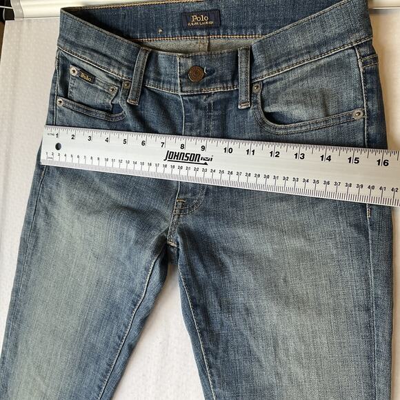 Polo Ralph Lauren Women Jeans 26 Blue Denim Button 31" Inseam Low Rise Stretch - Picture 6 of 13